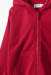 L&S Plain Red Terry Zipper Hoodie 13907