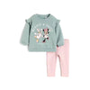 HM & ZR Minnie Disney Print Forever Dusty Green Terry 2 Piece Set 13770