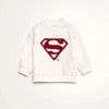 ZY Embroided Superman off White Fleece Sweatshirt 13623