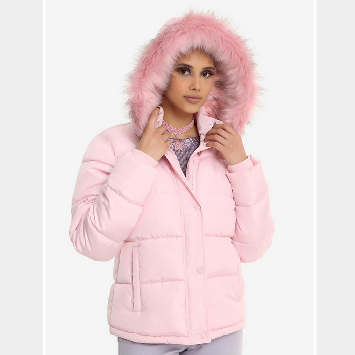 Hot Topic Faux Fur Pink Unicorn Puffer Jacket 10460 BrandsXpress