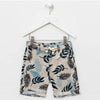 FZK Leaves Print Beige Cotton Shorts 4006