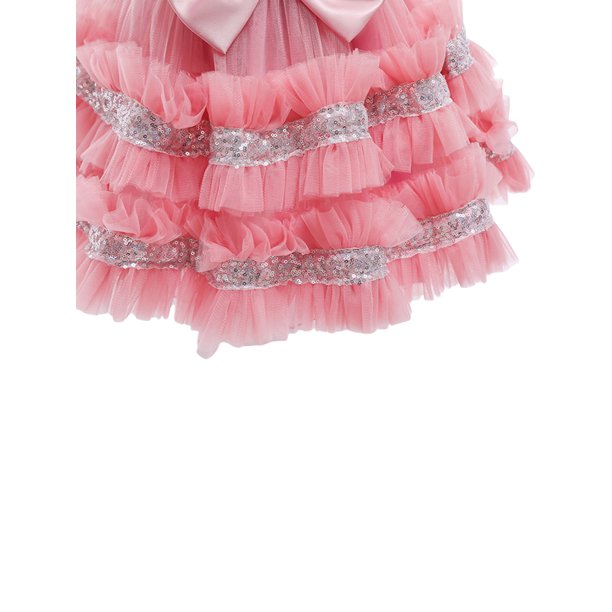 XB Big Bows Style Frill bottom Tea Pink Fairy Frock With Head Piece 9249