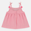 GRG Shoulder Stripe Front Embroidery Sleeveless Pink Cotton Frock 4166