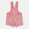 QLT All Over Flower Print Pink Dungaree With Yellow Top 2 Piece Set 4170