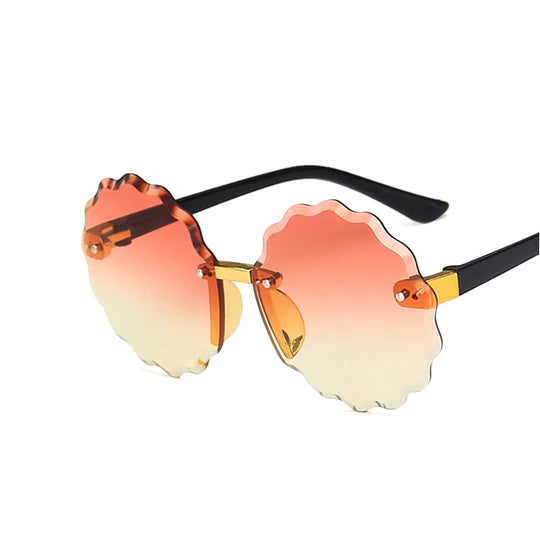 Flower Round Dual Golden Shade Sun Glasses 9208