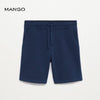 MNG Plain Navy  Blue Terry Shorts 8836