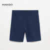 MNG Plain Navy  Blue Terry Shorts 8836