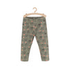 51015 Woven Ball Cat Print Green Legging 4339