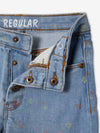 VRB Front Button Faded Floral Blue Denim 9612